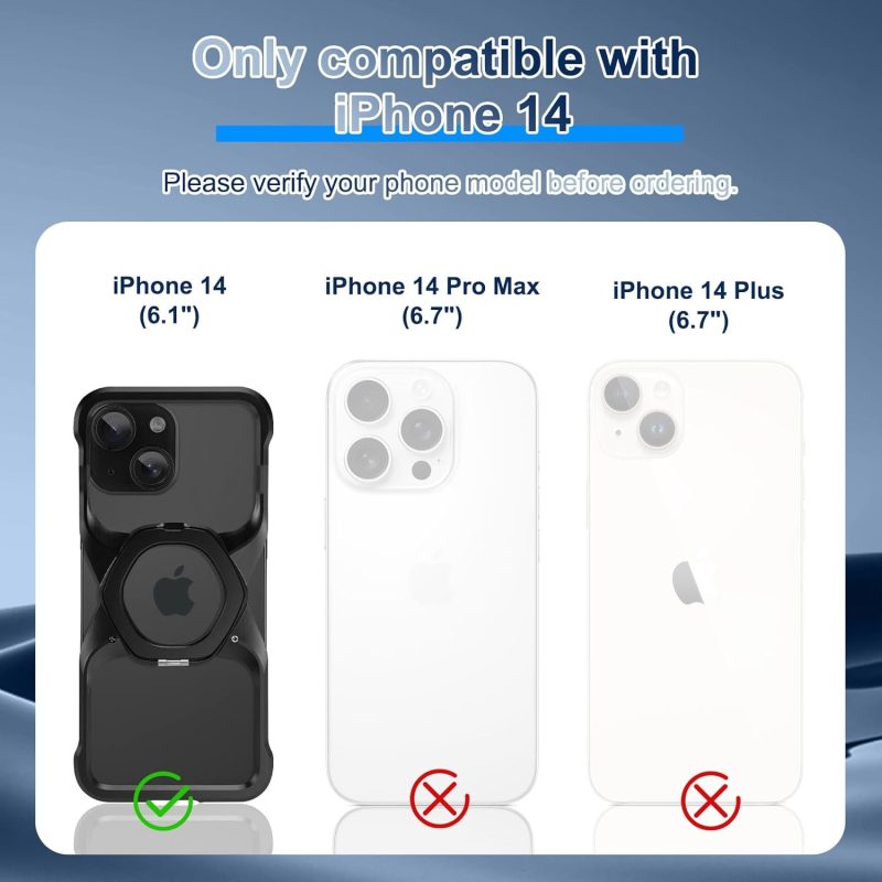 Frameless Phone Case Compatible with iPhone 14 Minimalist Phone Case Magnetic Kickstand Metal Frameless Protective Shock Case (Megalith) Black - Image 2