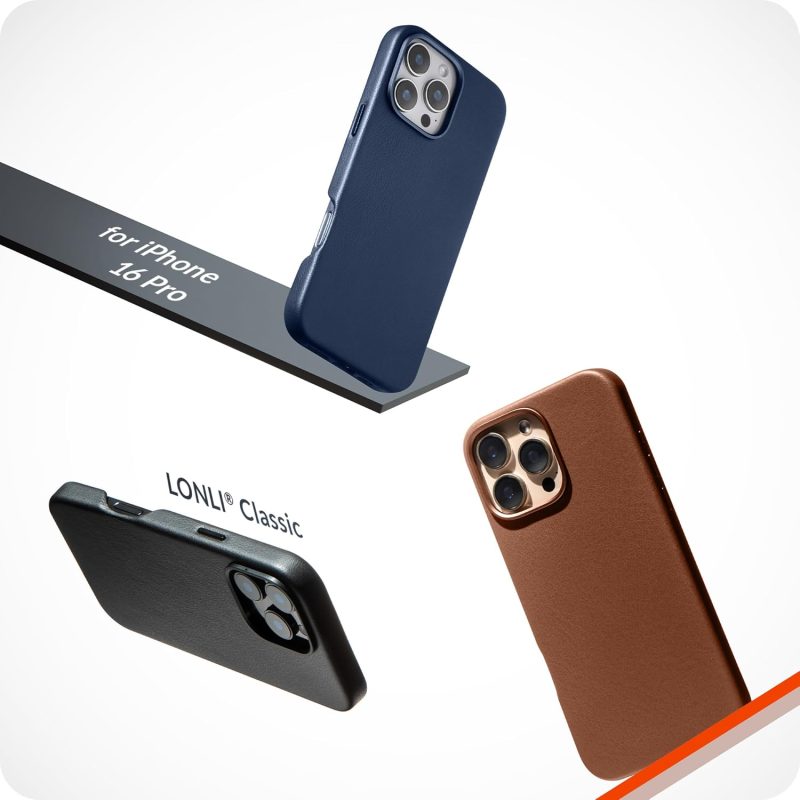 for iPhone 16 Pro Leather Case - European Genuine  Leather Phone Case - Smoothen and Soften Over Time - [Compatible with ] - Black - Image 2