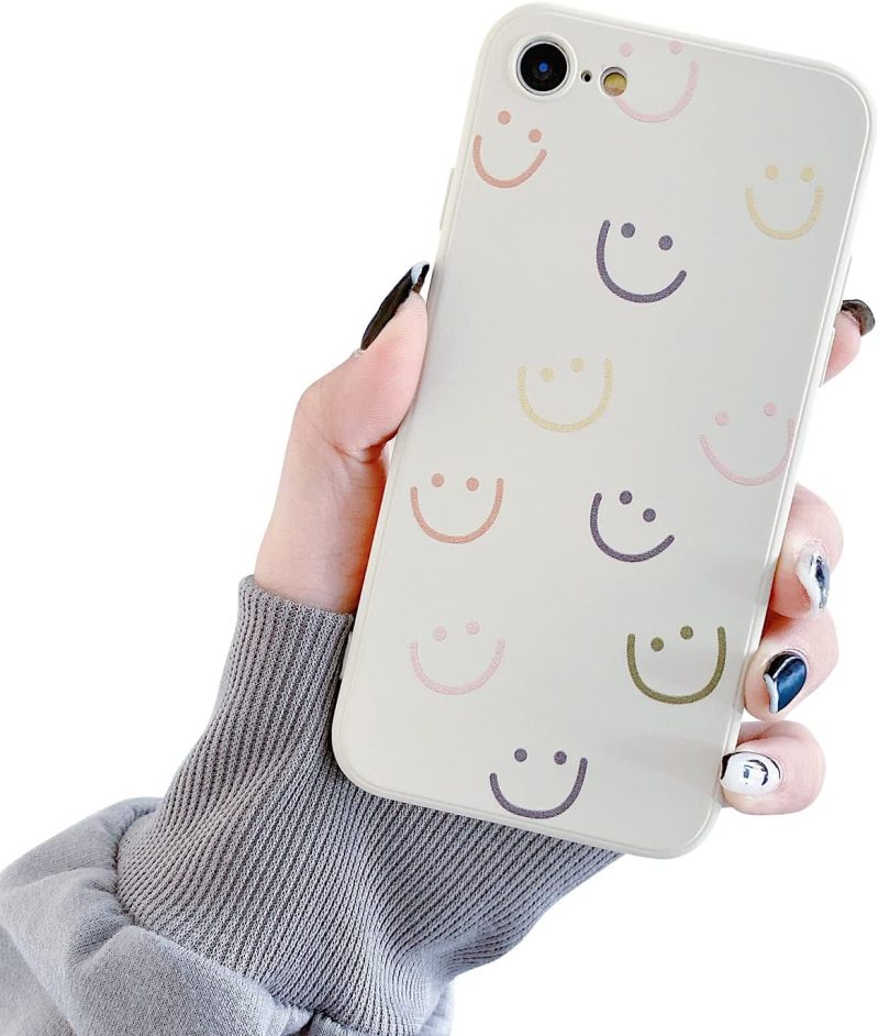 Compatible with iPhone 7/8/SE 2020/SE 2022 Case,Cute Funny Smiley Smile Face Pattern Slim Thin Soft TPU Shockproof Silicone Protective Cover for iPhone 7/8/SE 2020